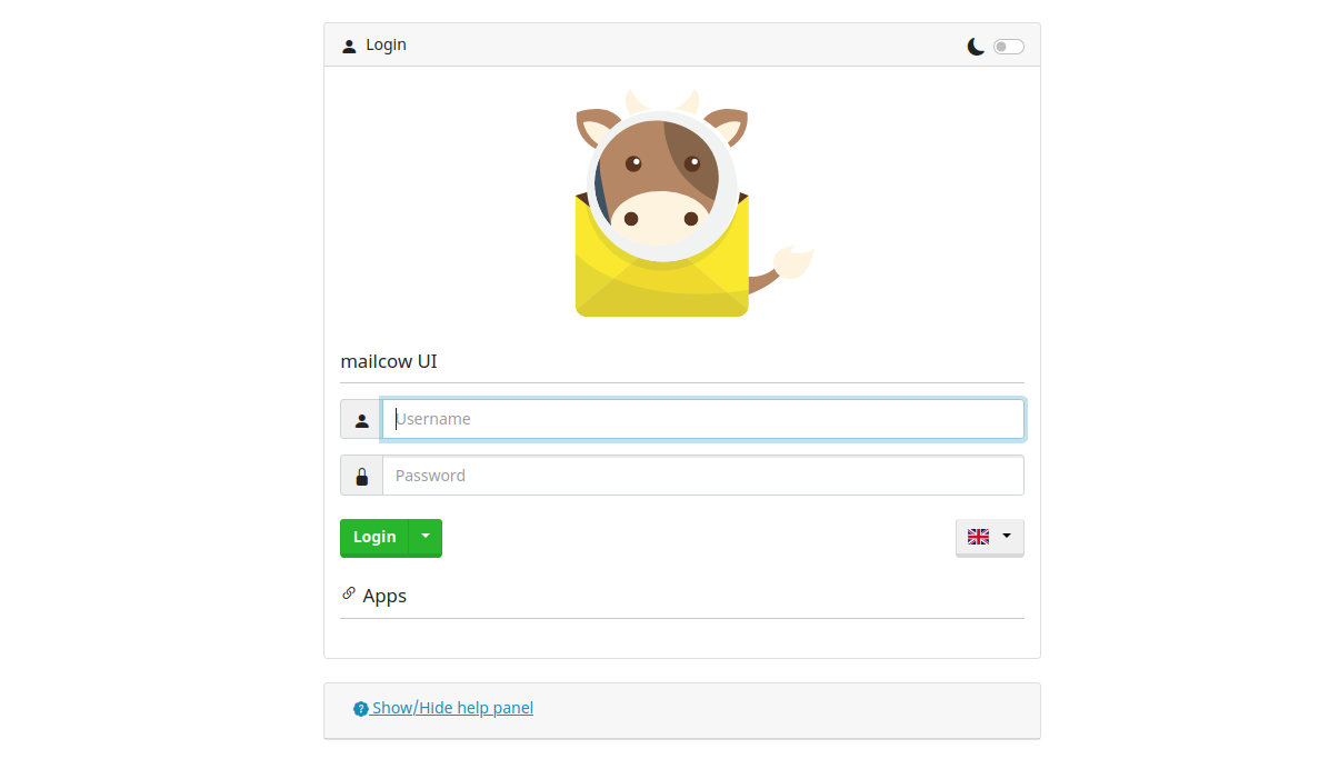 Mailcow Web 界面登录页面。